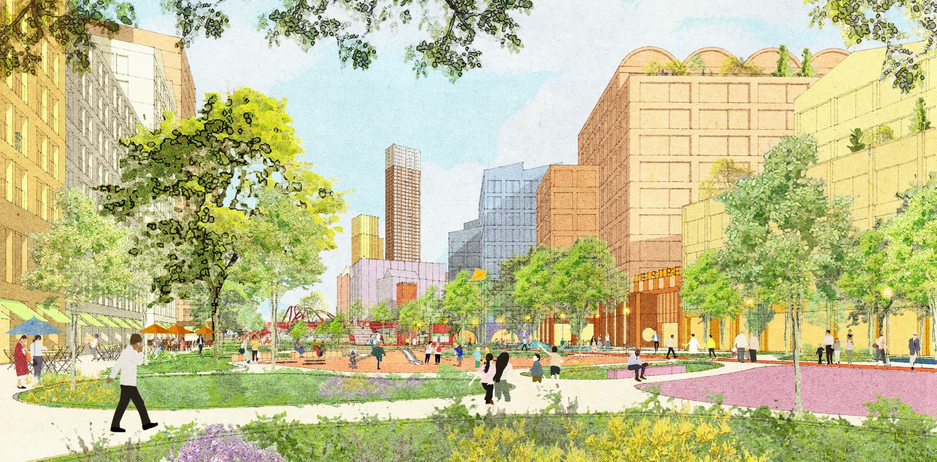 Artists impression of Old Oak Town Centre