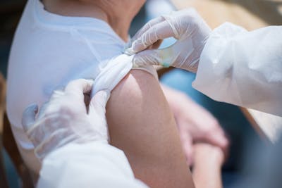 Patient ready for a vaccination