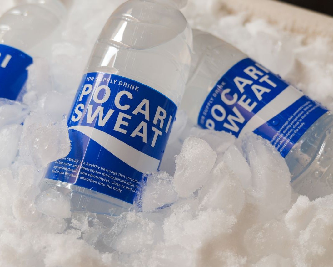 Image of water bottles in ice