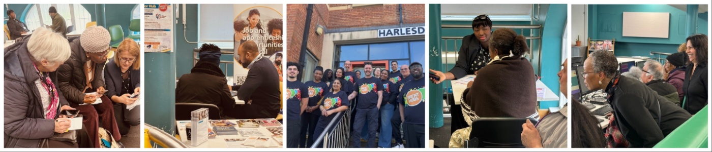 collage of photos from brent hubs with staff and residents