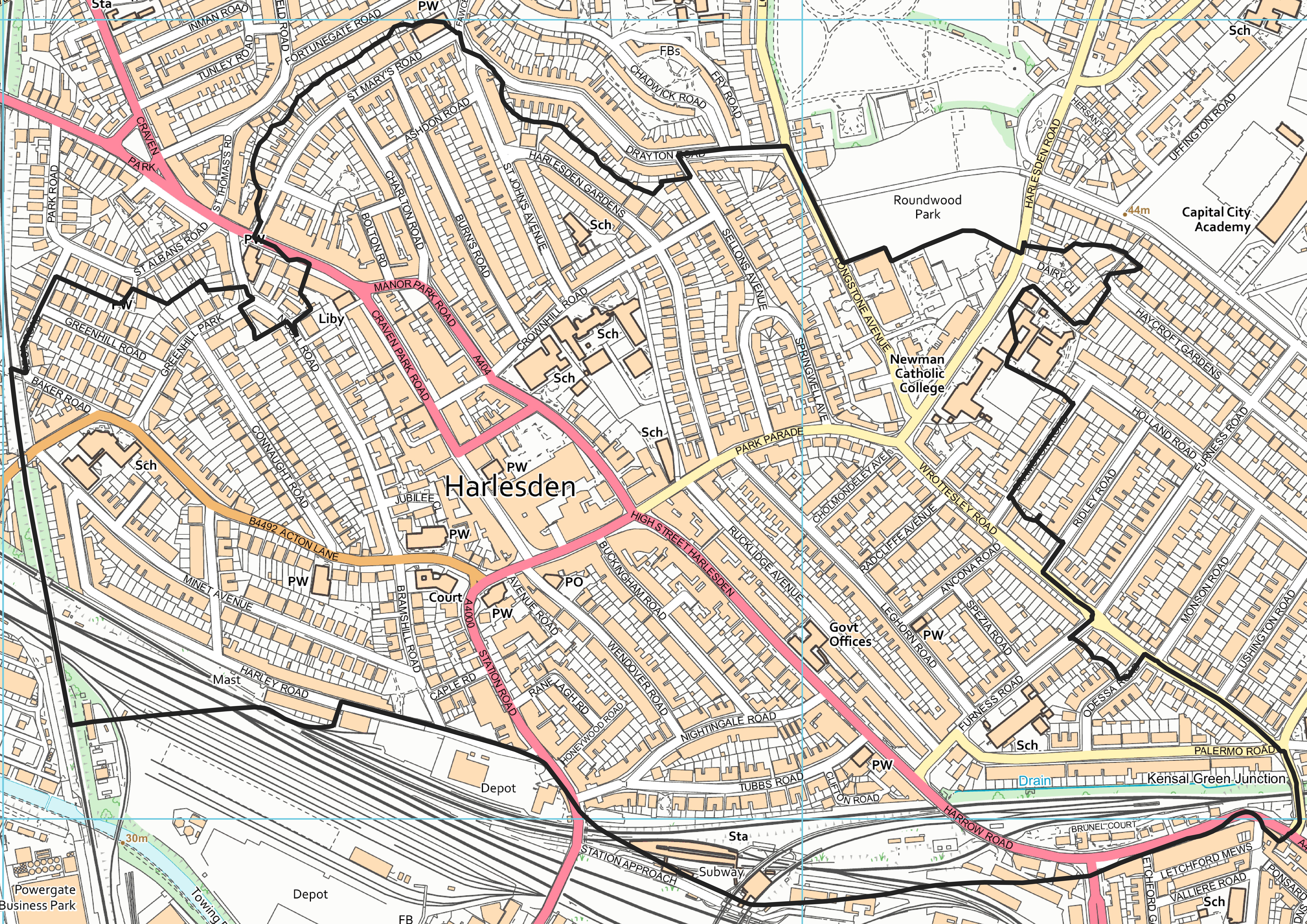 Map of the Harlesden area