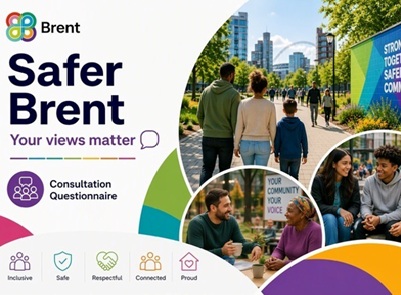 Safer brent image with a collage of different community images